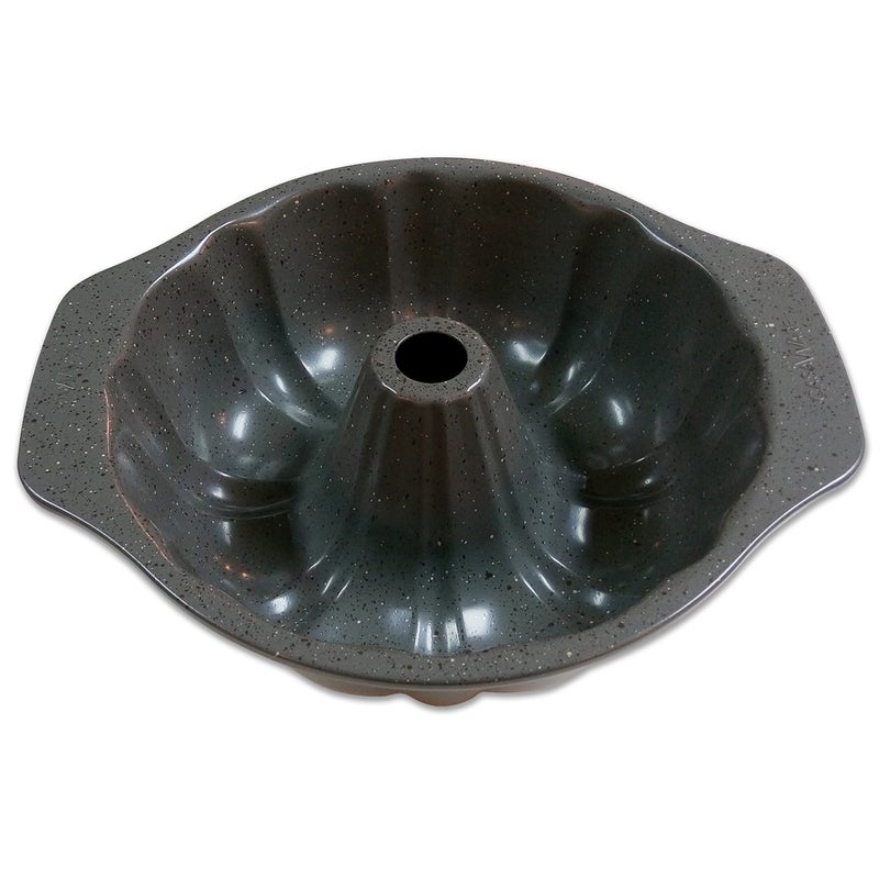 casaWare Fluted Cake Pan 9.5-inch (10-Cup) Ceramic Coated NonStick (Silver Granite) - Image 2
